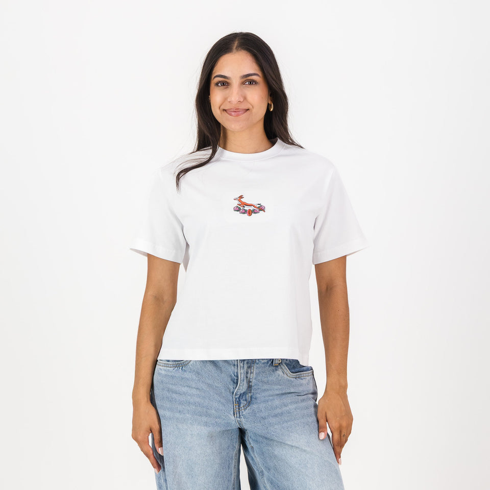 Springboks 95 Ladies Crop Boxy Crew Tee-White