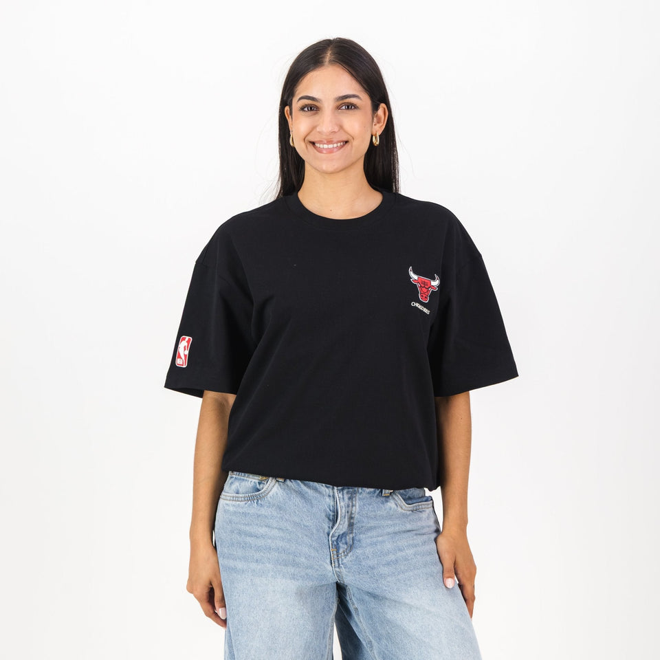 NBA Chicago Bulls Boxy Tee-Black