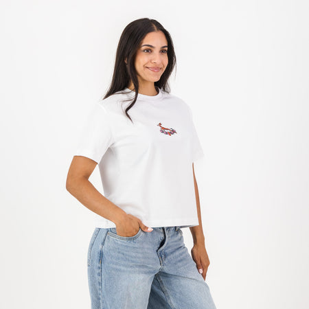 Springboks 95 Ladies Crop Boxy Crew Tee-White
