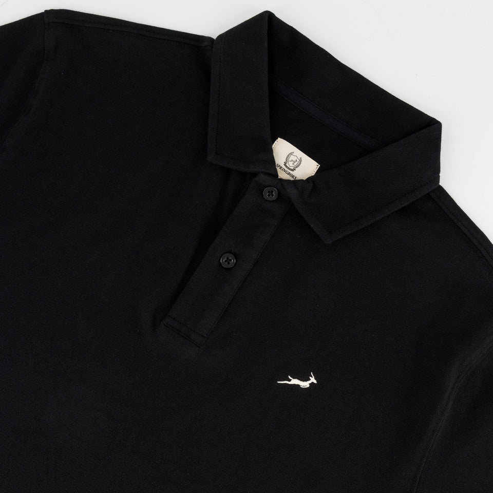 Springboks Contrast Embroidery Polo-Black