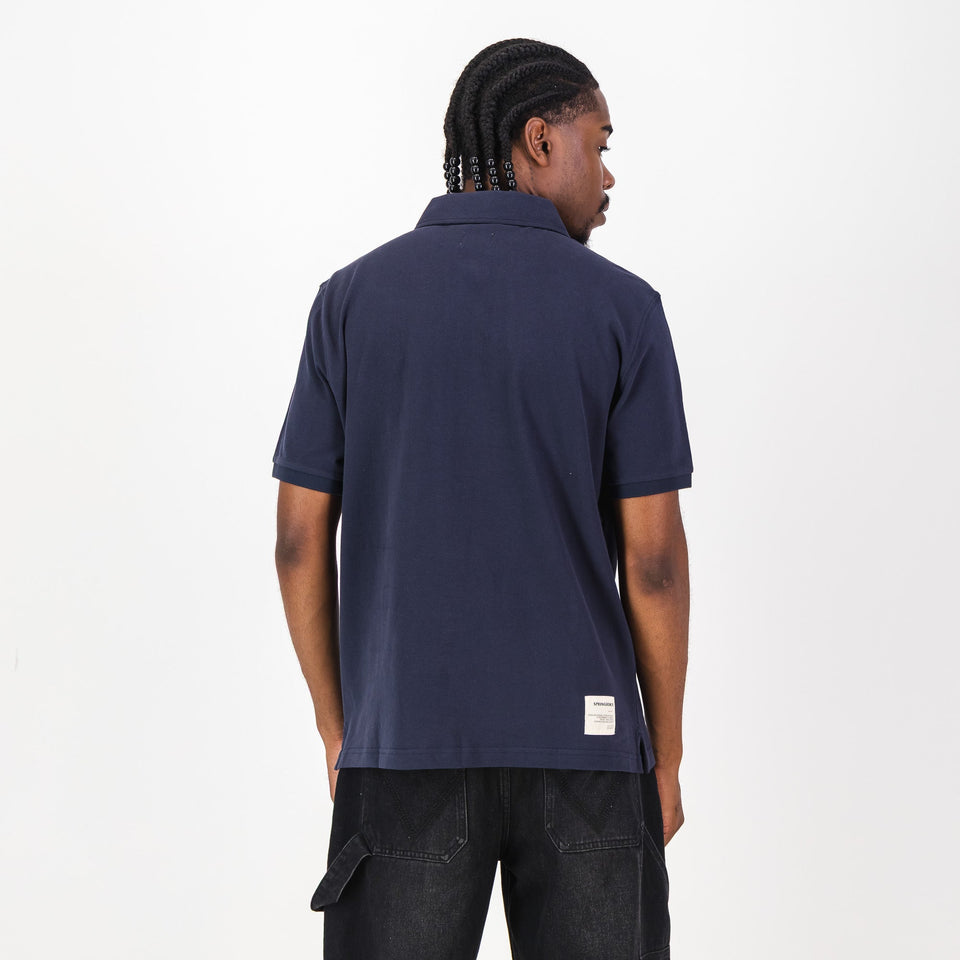 Springboks Contrast Embroidery Polo-Navy