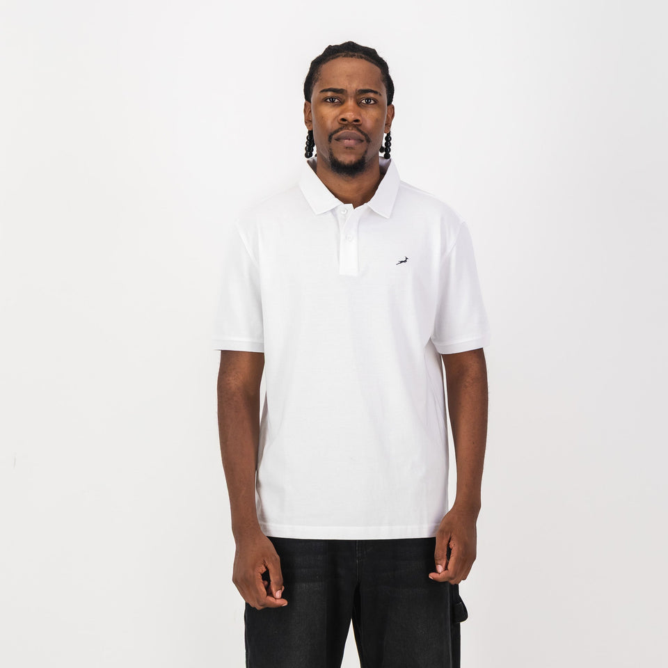 Springboks Contrast Embroidery Polo- White