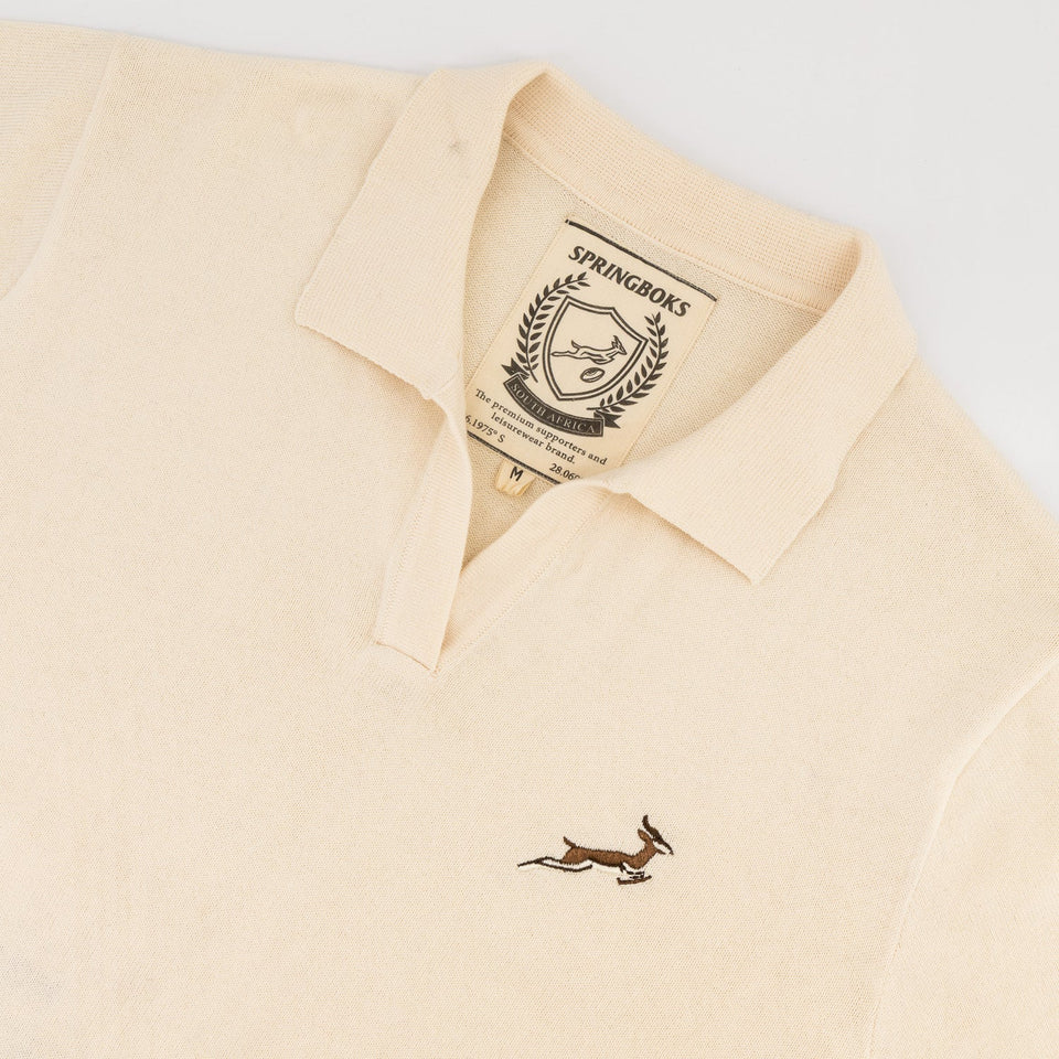 Springboks Knitted Crop SS Polo-Ivory