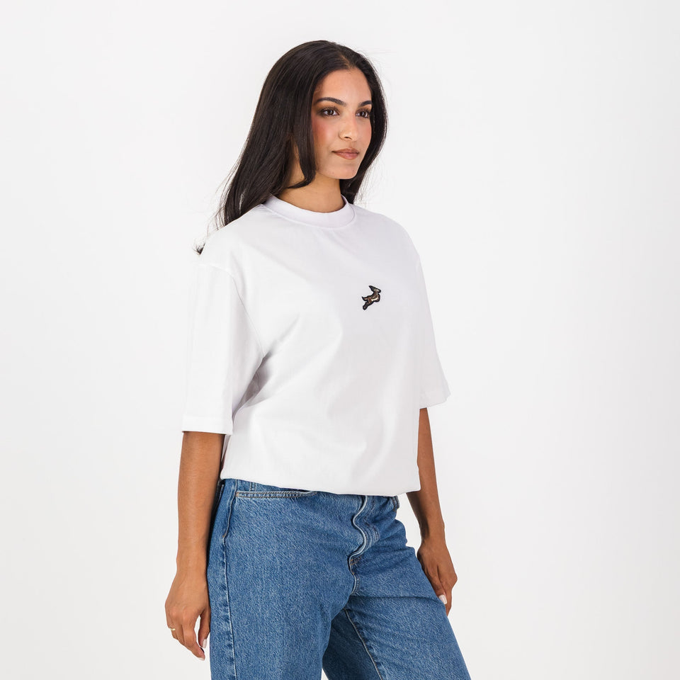 Springboks Winter Pop Badge Boxy Crew Tee-White